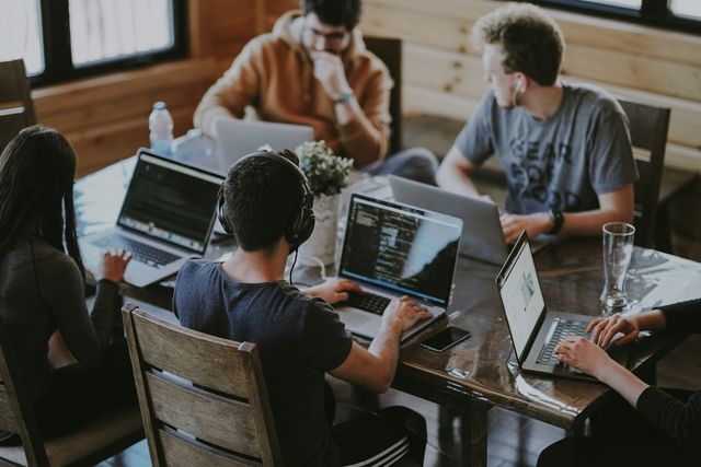 A senior software team at work